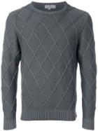 Canali Textured Diamond Sweater - Grey
