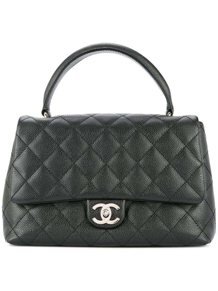 Chanel Vintage Diamond Quilted Tote Bag - Black