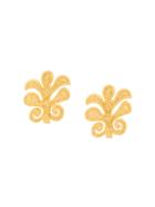 Louis Feraud Vintage Flower Shape Clip-on Earrings - Metallic