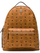 Mcm Stark Logo Print Backpack - Brown
