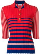 Sonia Rykiel Striped Polo Jumper - Red