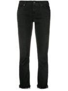 Cambio Feather Hem Slim-fit Jeans - Black