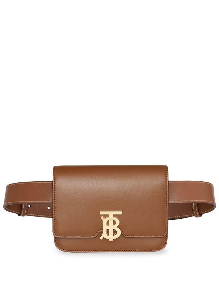 Burberry Leather Belted Tb Bag - Brown