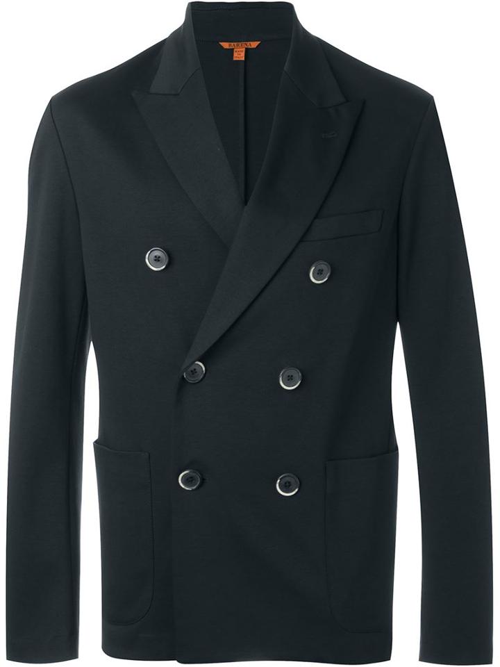 Barena Double Breasted Blazer, Men's, Size: 52, Black, Cotton