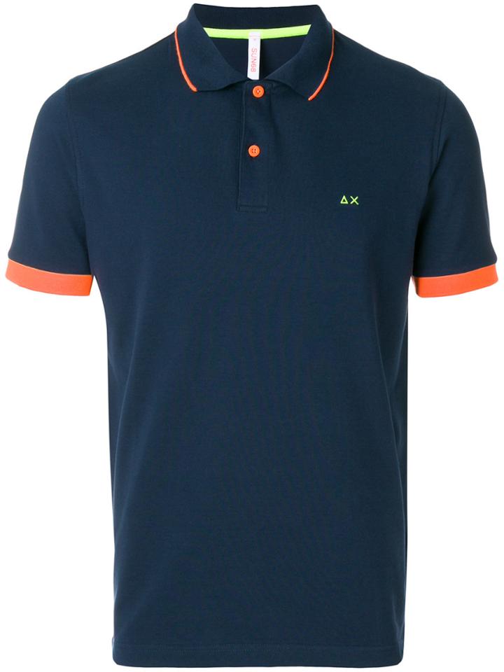 Sun 68 Stripe Collar Polo Shirt - Blue