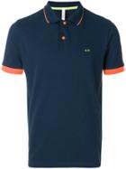 Sun 68 Stripe Collar Polo Shirt - Blue