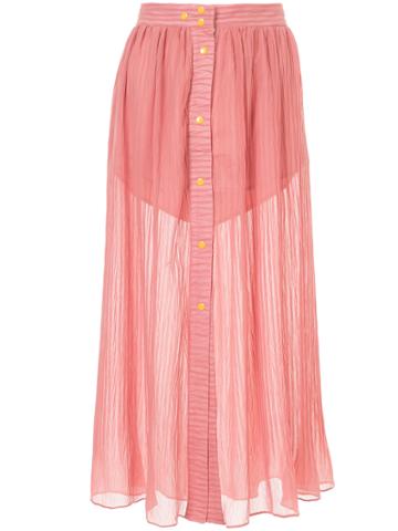 Lalo Sheer Midi Skirt - Pink & Purple
