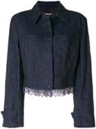 Chanel Vintage Zigzag Detail Cropped Jacket - Blue