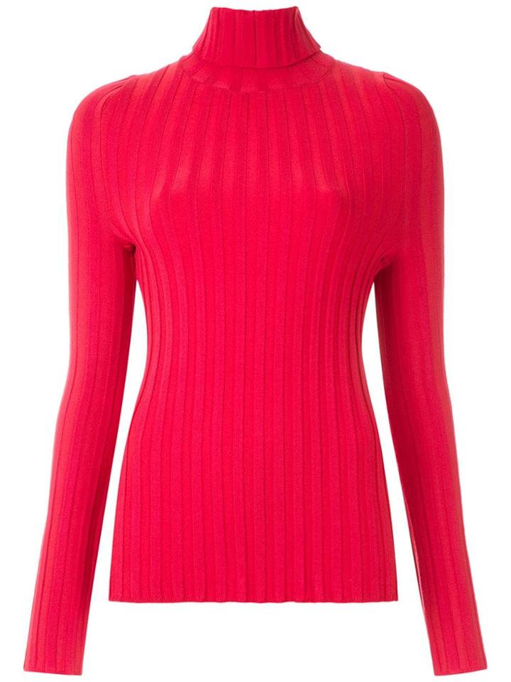 Gloria Coelho High Neck Ribbed Top - Red