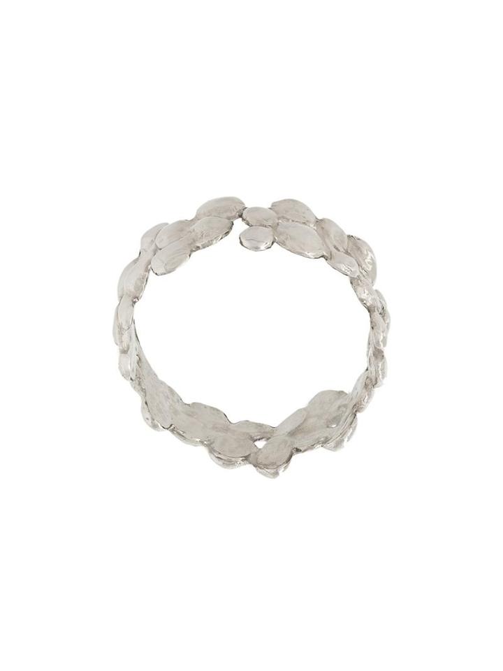 Natasha Collis 18kt White Gold Small Cobbled Ring, Women's, Size: N, Metallic