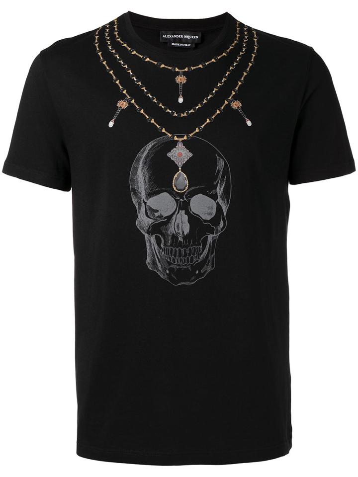 Alexander Mcqueen Skull Necklace T-shirt, Men's, Size: Small, Black, Cotton