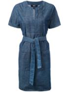 A.p.c. - Tie Waist Tunic Dress - Women - Cotton - 36, Blue, Cotton