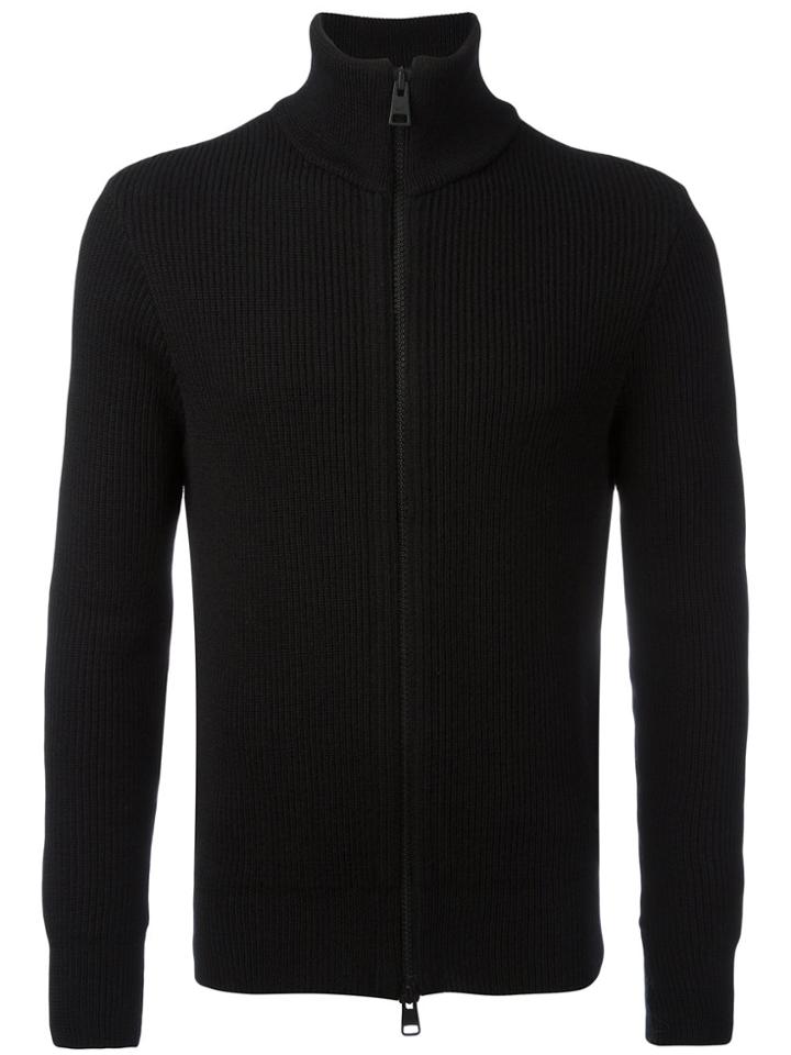 Ami Alexandre Mattiussi Fisherman Rib Zipped Cardigan - Black
