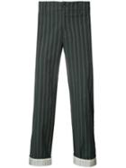 Undercover Woven Stripe Trousers, Men's, Size: 4, Black, Cupro/polyurethane/cotton