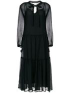 See By Chloé Sheer Tie Neck Midi Dress - Black