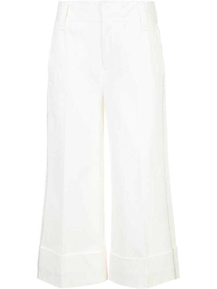 Derek Lam 10 Crosby Wide Cuff Culottes, Women's, White, Cotton/elastodiene