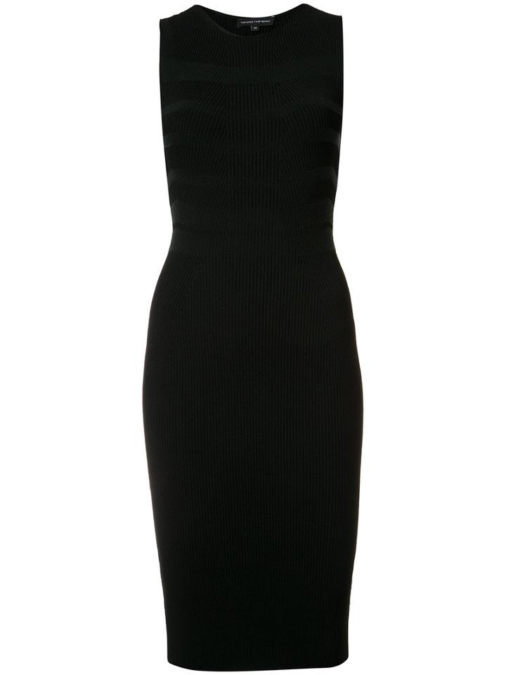 Narciso Rodriguez Ribbed Knit Fitted Dress, Women's, Size: 44, Black, Viscose/wool/spandex/elastane/polyester