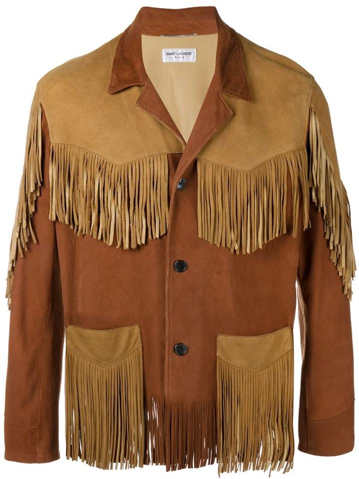 Saint Laurent Curtis Jacket, Men's, Size: 56, Brown, Lamb Skin
