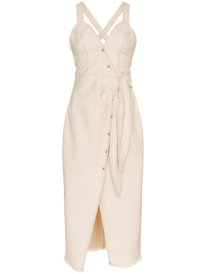 Nanushka Santal Cross Back Denim Dress - Nude & Neutrals