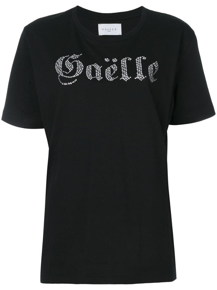 Gaelle Bonheur Embellished Logo T-shirt - Black
