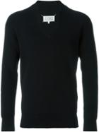 Maison Margiela V-neck Jumper, Men's, Size: L, Blue, Cotton