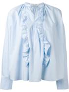Vivetta - Ruffle Detail Blouse - Women - Cotton - 42, Women's, Blue, Cotton