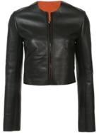 Dvf Diane Von Furstenberg Collarless Leather Jacket - Black