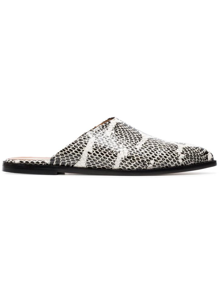 Atp Atelier Black Anzi Snake Print Leather Mules