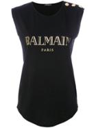 Balmain - Logo Printed Tank Top - Women - Cotton - 42, Black, Cotton