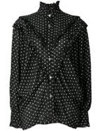 Alexa Chung Polka Dot Batwing Ruffle Blouse - Black