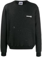 Les Hommes Urban Logo Distressed Sweatshirt - Black