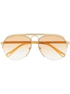 Chloé Eyewear Aviator Sunglasses - Gold