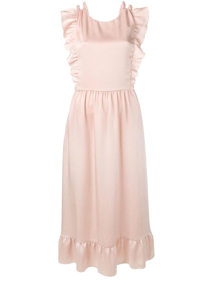 Red Valentino Stretch Compact Poplin Long Dress - Neutrals