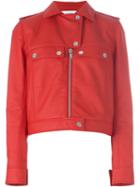 Courrèges Biker Jacket, Women's, Size: 42, Red, Cotton/polyurethane/acetate/cupro