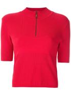 Andrea Bogosian Funnel Neck Knit Blouse - Red