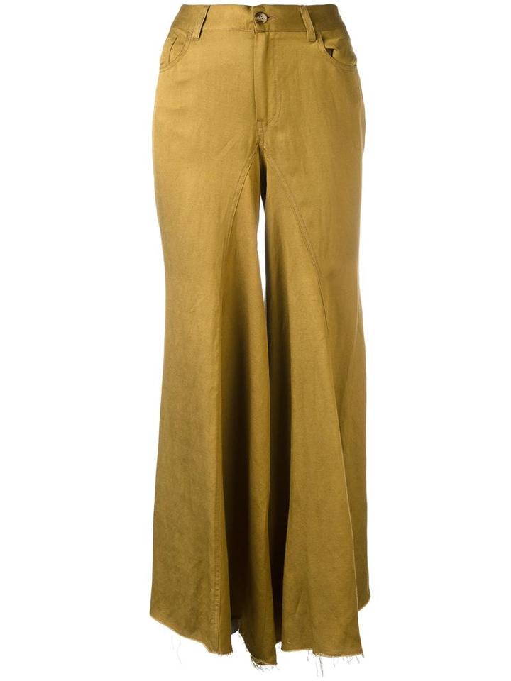 Mm6 Maison Margiela Cropped Palazzo Trousers, Women's, Size: 40, Green, Linen/flax/viscose