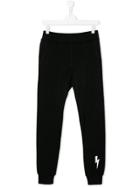 Neil Barrett Kids Teen Lightning Bolt Printed Trackpants - Black