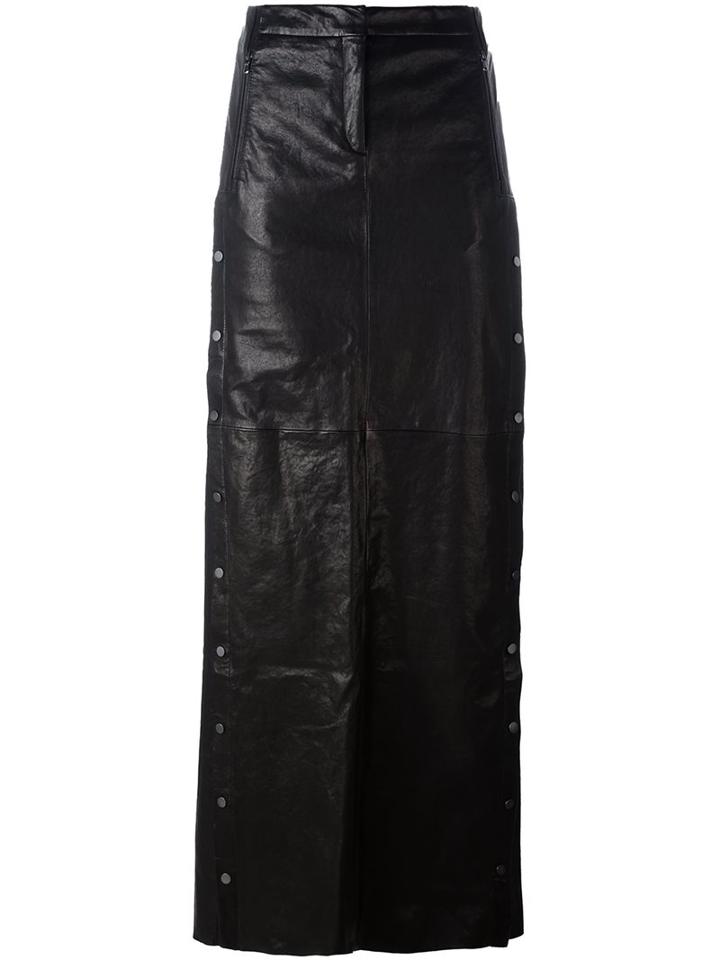 Ilaria Nistri Studded A-line Long Skirt, Women's, Size: 44, Black, Silk/leather/viscose/pbt Elite