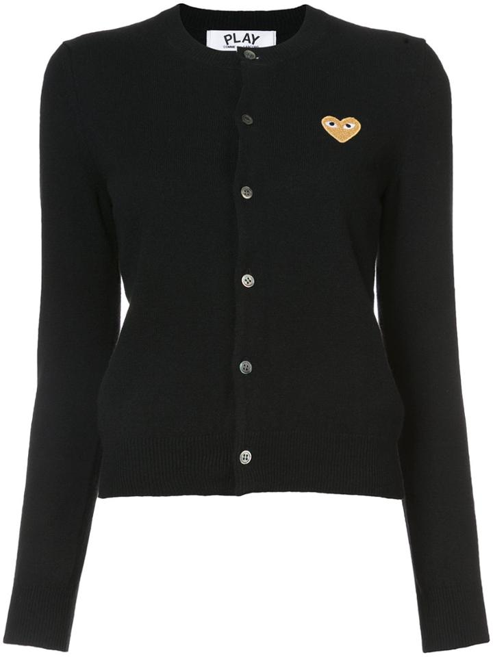 Comme Des Garçons Play Embroidered Heart Cardigan - Black