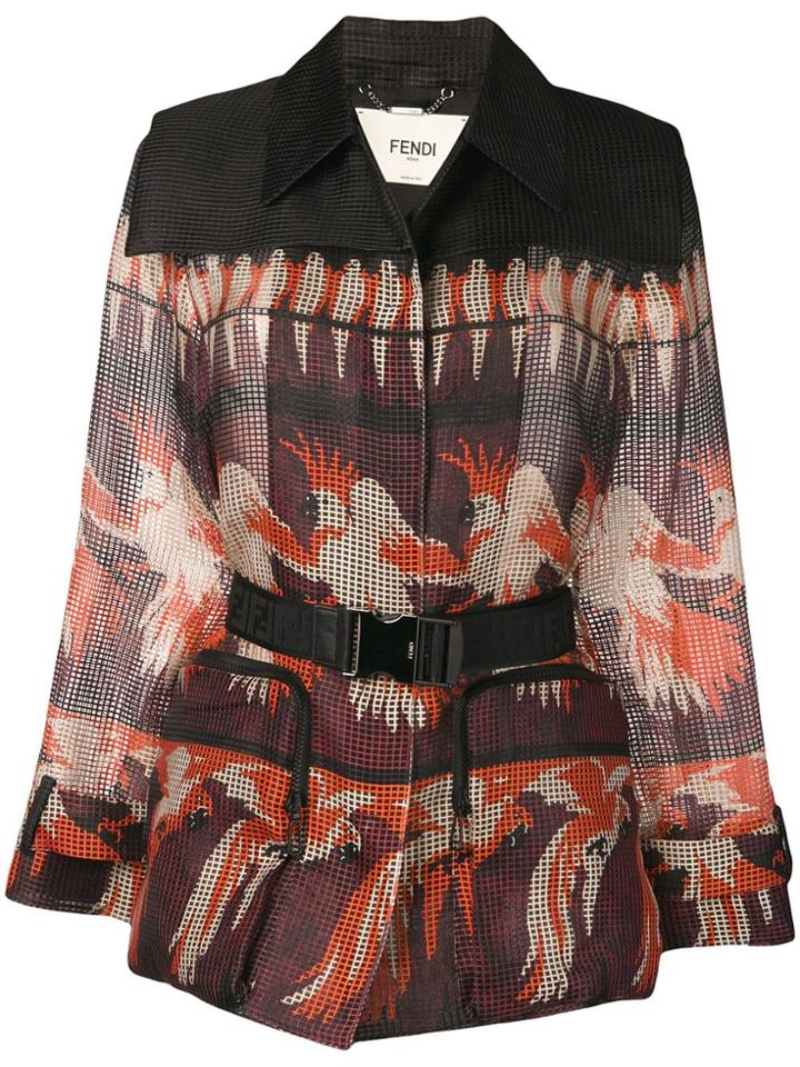 Fendi Belted Textured Blazer - Black
