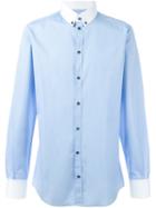 Dolce & Gabbana Contrast Shirt, Men's, Size: 40, Blue, Cotton