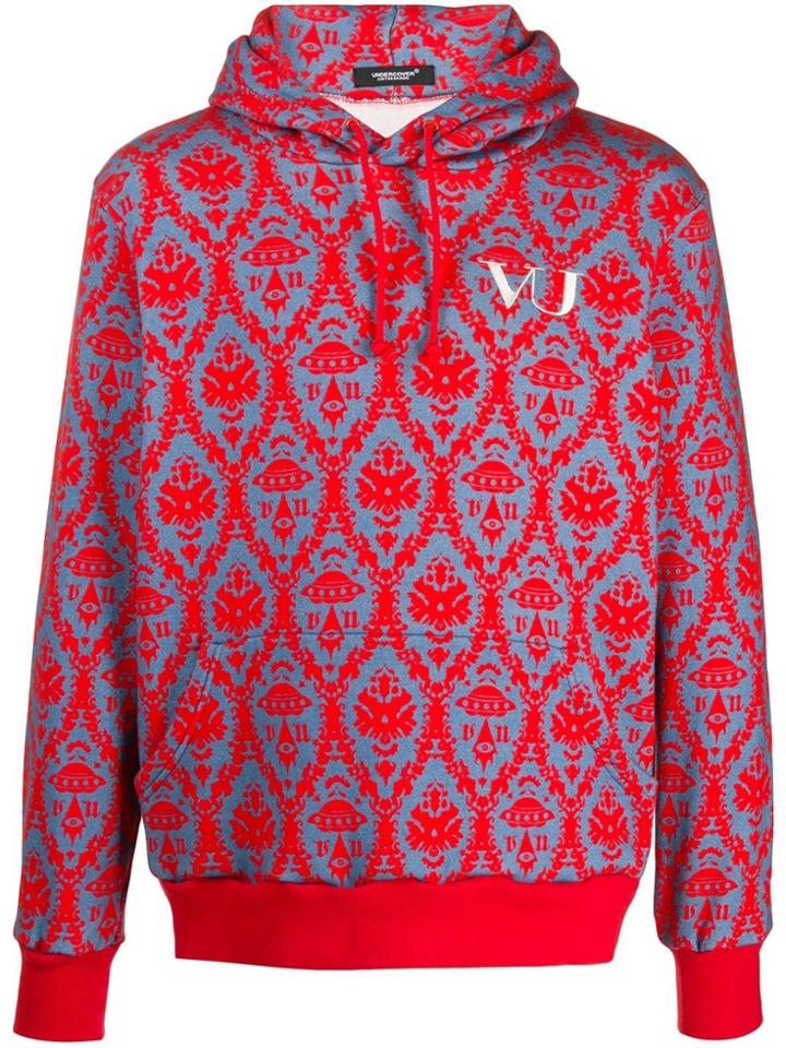 Undercover Brocade Print Hoodie - Red