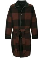 H Beauty & Youth Checked Hooded Coat - Brown