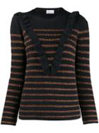Red Valentino Stripped Knit Sweater - Blue