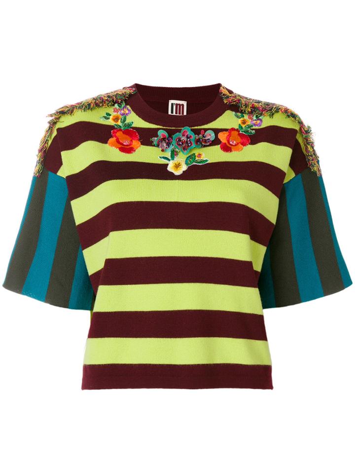 I'm Isola Marras Embellished Embroidered Striped Top - Multicolour