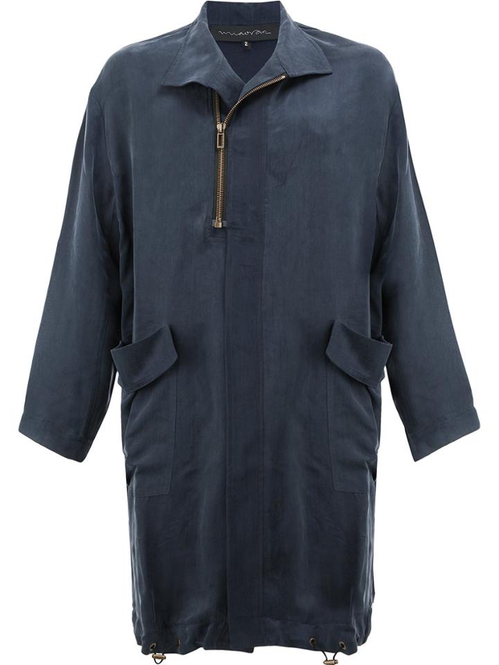Miaoran Zipped Detail Coat - Blue