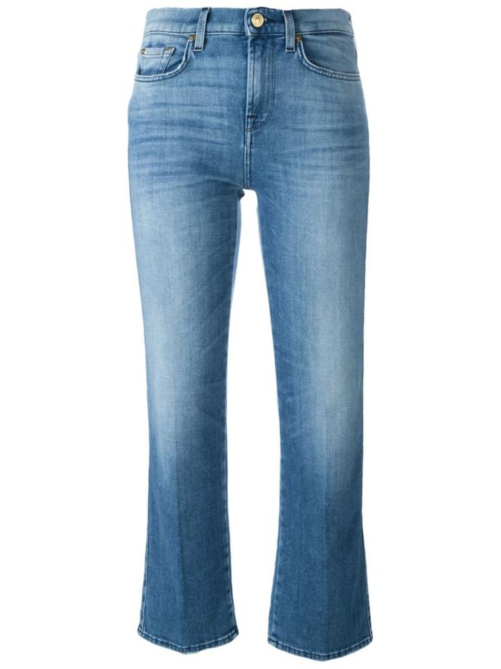 7 For All Mankind Cropped Jeans, Women's, Size: 25, Blue, Cotton/polyester/spandex/elastane