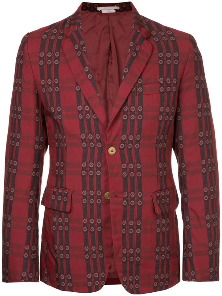 Comme Des Garçons Vintage Dark Stripes And Light Circles Blazer - Red