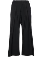 Charm's High Waist Cropped Wide-leg Trousers - Black