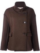 Marni Stand Up Collar Jacket, Women's, Size: 42, Brown, Silk/polyamide/virgin Wool